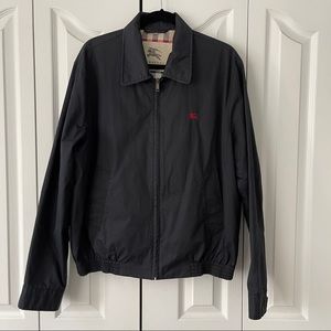 Burberry Embroidered Logo Zip Up Shirt Jacket